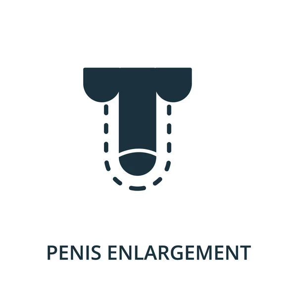 Icono de ampliación del pene de la colección de cirugía plástica. Símbolo de ampliación de pene de elemento de línea simple para plantillas, diseño web e infografías — Archivo Imágenes Vectoriales