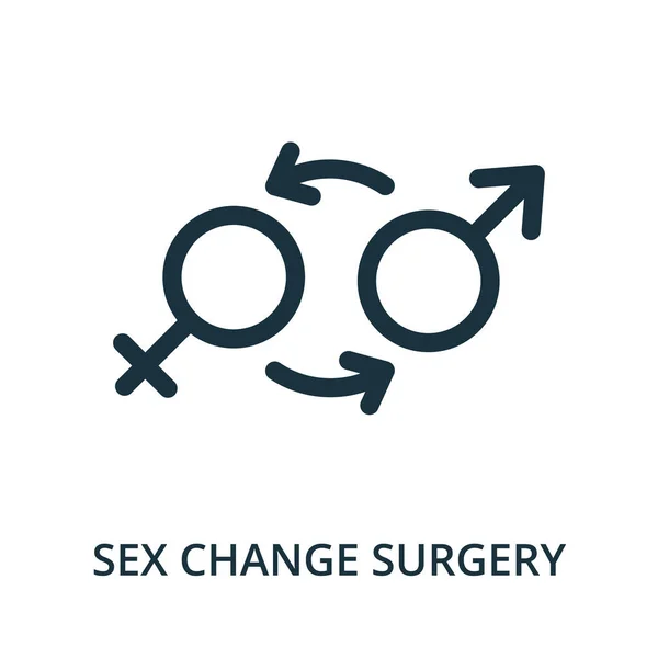 整形外科のコレクションからの性転換手術のアイコン。テンプレート、ウェブデザインやインフォグラフィックのためのシンプルなライン要素のセックスチェンジ手術のシンボル — ストックベクタ