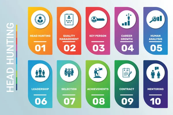 Modelo Infográfico Vetorial Visualização Dados Caça Principal Opções Passo Cores —  Vetores de Stock