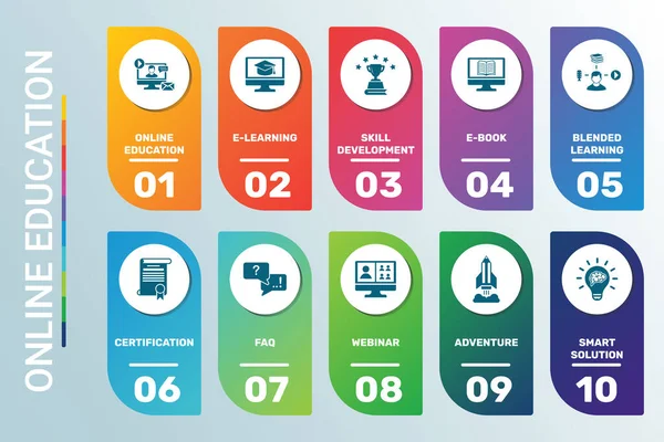 Plantilla Infografía Vectorial Visualización Datos Educación Línea Opciones Paso Puede — Vector de stock