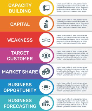 Vektör Bilgi afişi İş Stratejisi şablonu. Modern düz renk tasarımı. İşlem diyagramı, sunumlar, iş akışı, BÜYÜK STRATEGY simgeleriyle pankart için kullanılabilir.