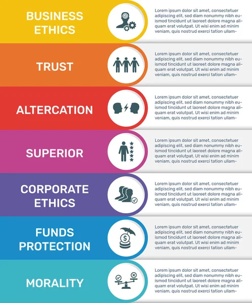 Vector Infographic Banner Template Business Ethics 현대의 디자인 프로세스 다이어그램 — 스톡 벡터