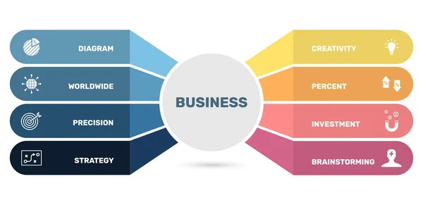 Modèle d'infographie vectorielle Modèle d'entreprise. Peut être utilisé pour le diagramme de processus, les présentations, le flux de travail, la bannière avec des icônes d'affaires. — Image vectorielle