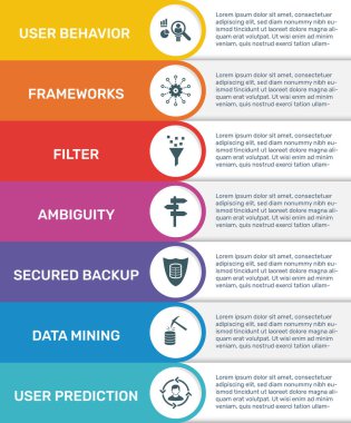 Vector Infographic pankartı Büyük Veri şablonu. Modern düz renk tasarımı. Süreç diyagramı, sunumlar, iş akışı, büyük veri simgeleri ile pankart için kullanılabilir.
