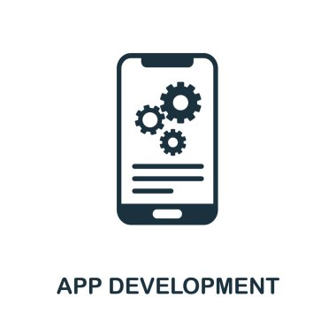 Uygulama Geliştirme simgesi. Basit yaratıcı unsur. Şablonlar, bilgi grafikleri ve daha fazlası için doldurulmuş Uygulama Geliştirme simgesi