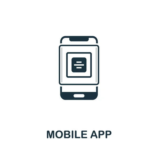 Ikona mobilní aplikace. Jednoduchý prvek z kolekce vývoje aplikací. Vyplněná ikona mobilní aplikace pro šablony, infografiku a další — Stockový vektor