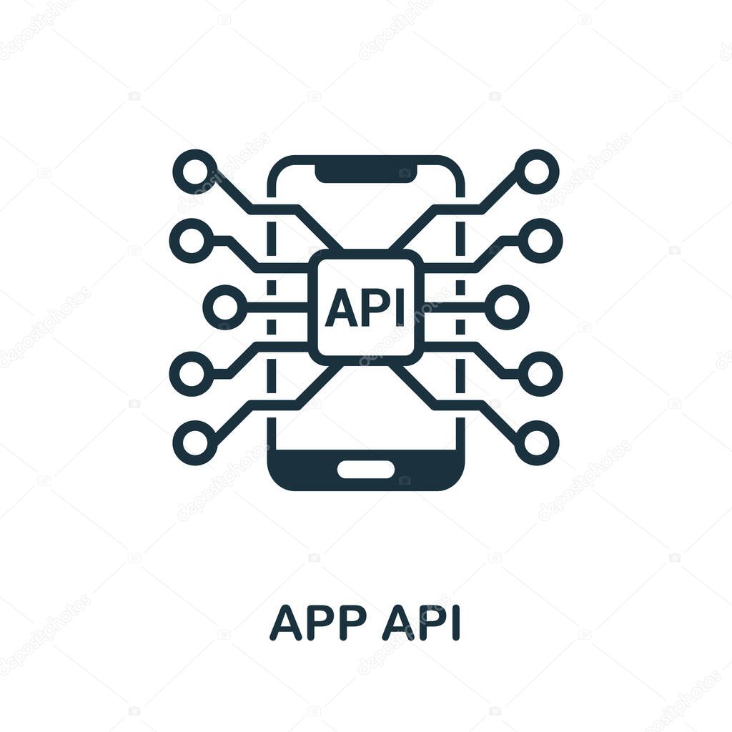 App Api icon. Creative element sign from app development collection. Monochrome App Api icon for templates, infographics and more.