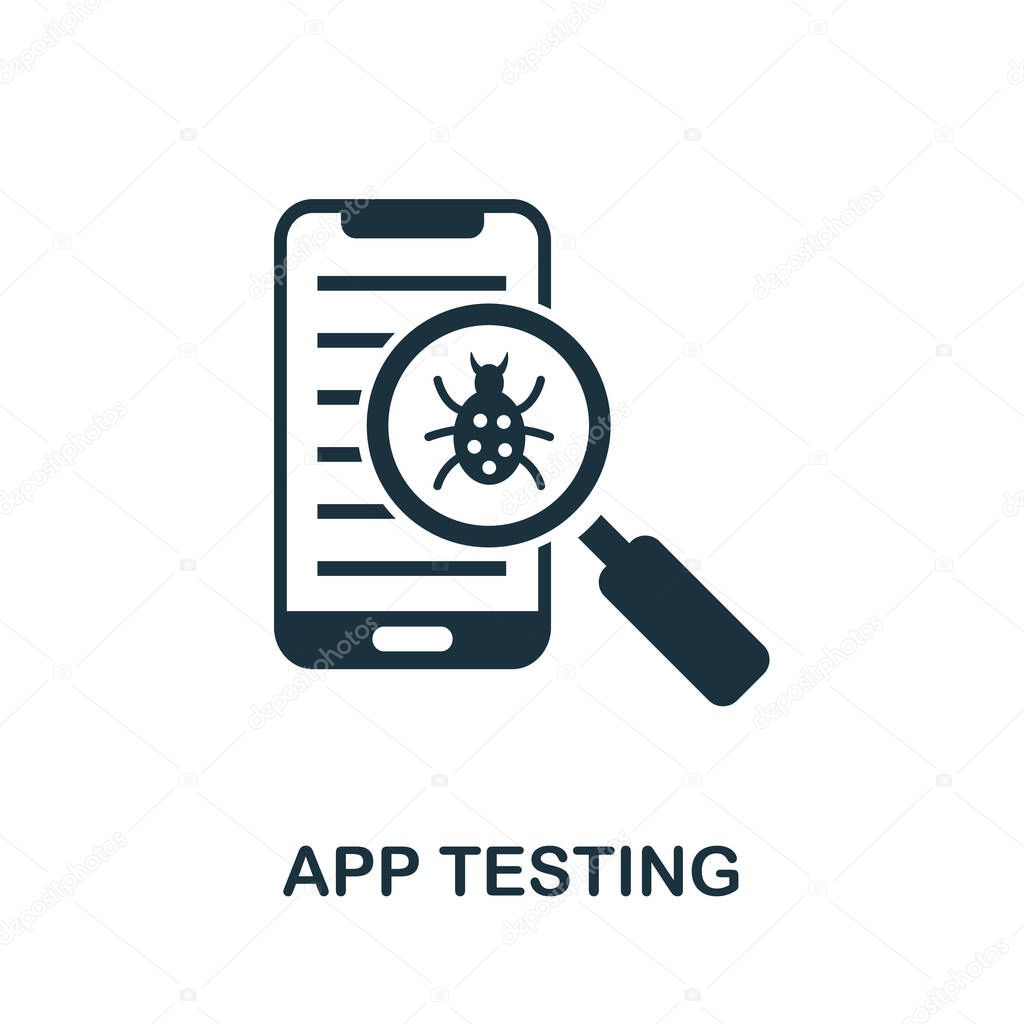 App Testing icon. Creative element sign from app development collection. Monochrome App Testing icon for templates, infographics and more.