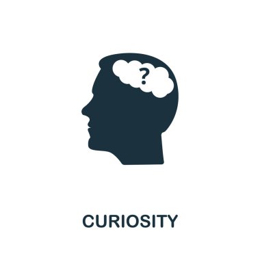 Merak simgesi. Yaşam becerileri koleksiyonundan basit bir element. Şablonlar, bilgi grafikleri ve daha fazlası için doldurulmuş merak simgesi