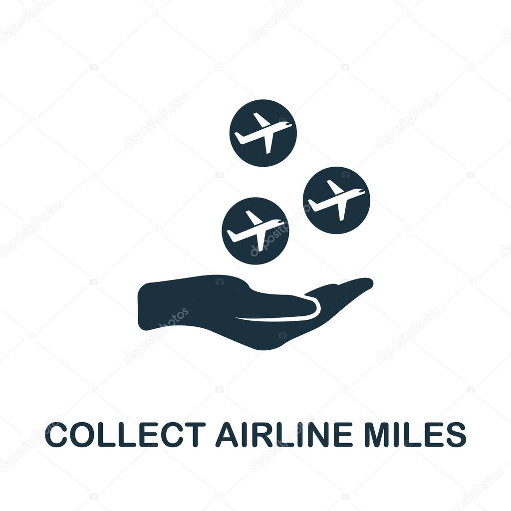 Collect Airline Miles icon. Creative element sign from loyalty program collection. Monochrome Collect Airline Miles icon for templates, infographics and more.