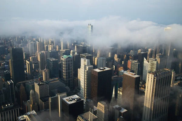 Chicago Flygfoto Med Moln — Stockfoto