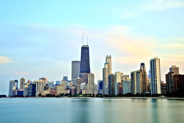 Chicago Skyline Atardecer Colores Épicos — Foto de Stock