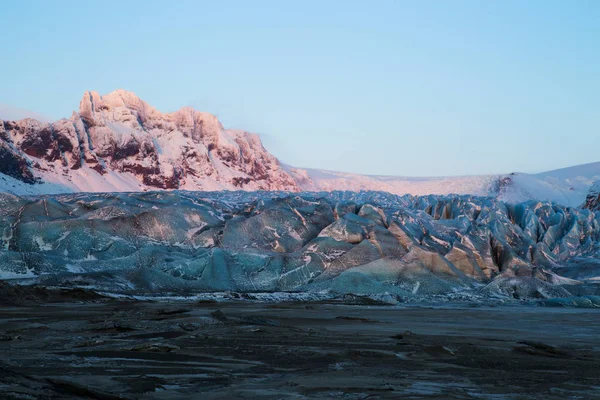 スカフタフェットル国立公園 アイスランド Vatnajokull 氷河に沈む夕日 — ストック写真