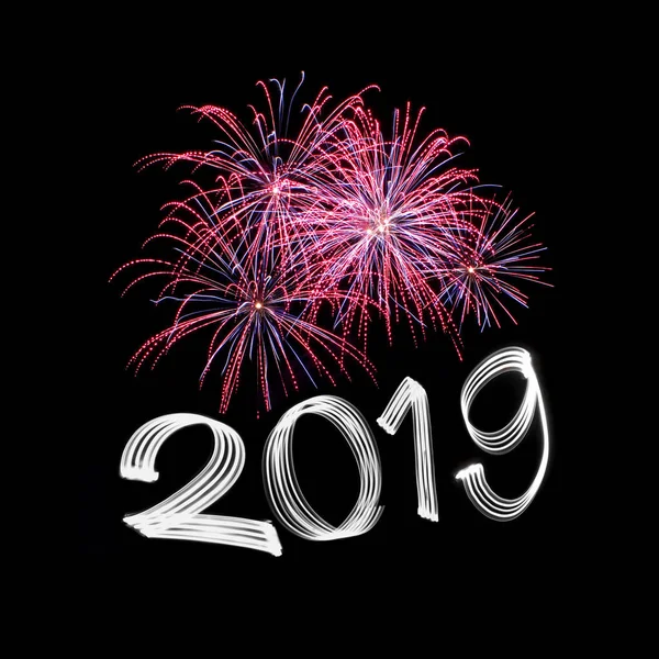New Year Eve 2019 Met Vuurwerk — Stockfoto