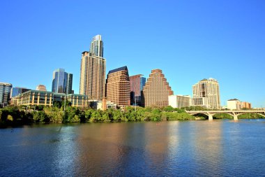 Austin Downtown manzarası güneşli gün boyunca