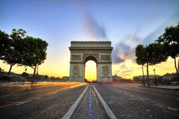Arc Triomphe Bij Zonsondergang Parijs — Stockfoto