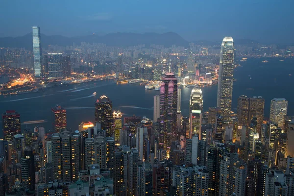 Hongkong Skyline Skymningen — Stockfoto
