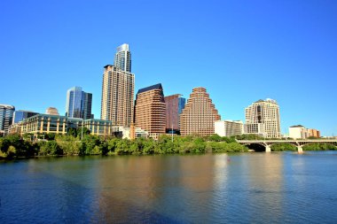 Gün boyunca Austin Downtown manzarası