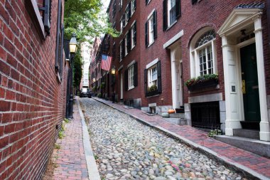 Işıklı Accorn Street akşam, Boston