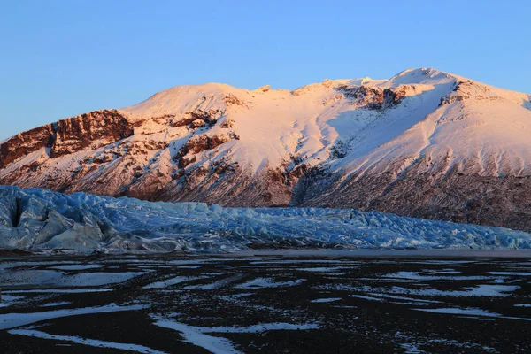 Pôr Sol Sobre Geleira Vatnajokull Skaftafell Islândia — Fotografia de Stock