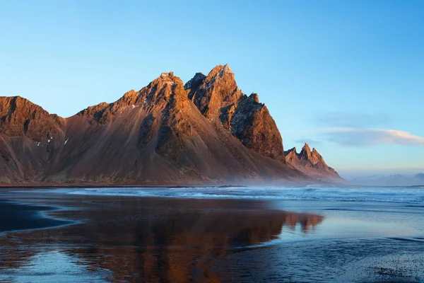 Sunset Stokksnes Mountain Vestrahorn Cape Iceland — Stock Photo, Image