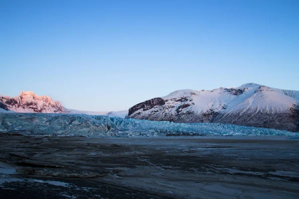 Puesta Sol Sobre Glaciar Vatnajokull Skaftafell Islandia — Foto de Stock