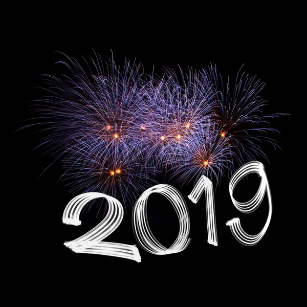 New Year Eve 2019 Met Vuurwerk — Stockfoto