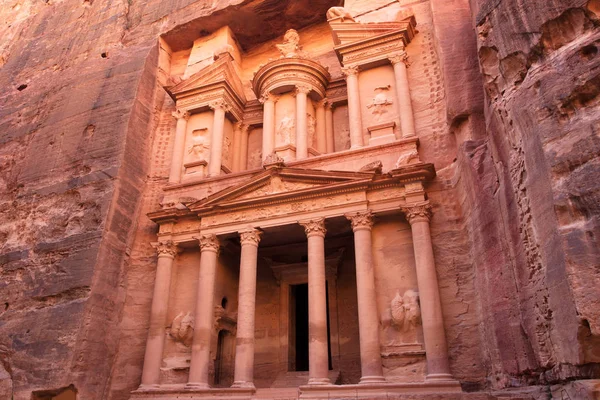 Skattkammare Khazneh Petra Ancient City Solnedgången Jordan — Stockfoto