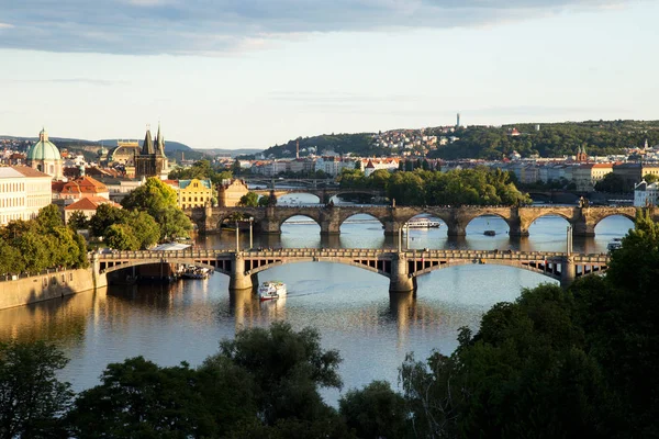 Bruggen Van Praag Moldau Schilderachtig Uitzicht Van Letná — Stockfoto