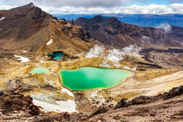 Szmaragdowych Jezior Tongariro Alpine Crossing Ścieżki Tongariro National Park Nowa — Zdjęcie stockowe