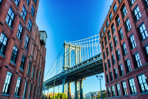 Manhattan Bridge, View from Brooklyn, New York, USA Keywords