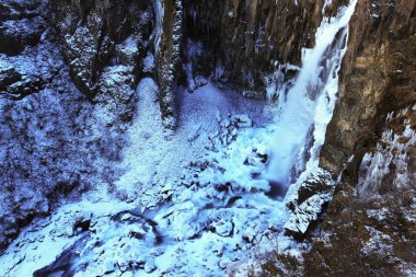 Hundafoss şelale kış, İzlanda