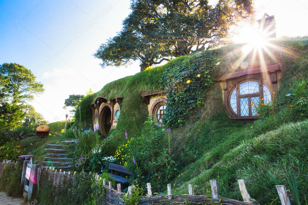 Hobbit House in the Shire, Hobbiton Movie Set, New Zealand