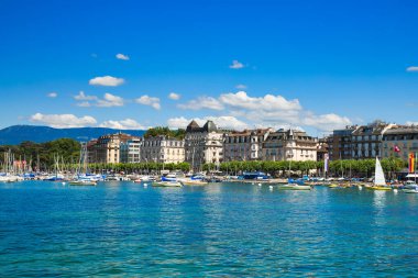 Cenevre Şehri Yaz Güneşli Gününde, İsviçre, Avrupa 