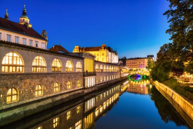 Slovenya, Dusk 'taki Lublanka Nehri' ne bakan Ljubljana Şehir Merkezi 