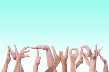 Mavi ve beyaz arkaplan önündeki sözcük ağı