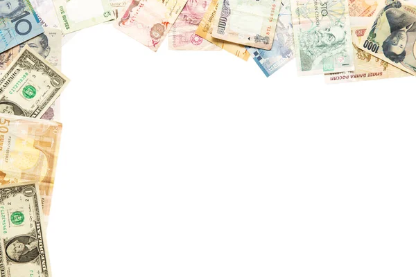 Cuadro Diferentes Billetes Aislados Blanco — Foto de Stock