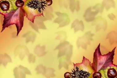 Yaprak çerçeveli güzel renkli sonbahar arkaplanı