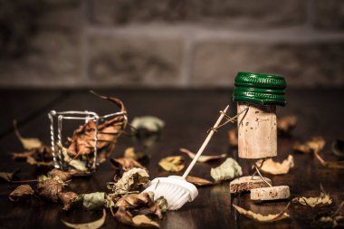 Süpürge yaprakları, bir süpürge, şarap mantarı figürleri