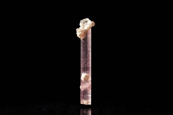 Pink Tourmaline Front Black Background — Stock Photo, Image