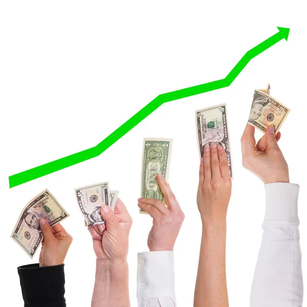 Concept Dollar Get More More Valuable Isolated White — Stock Photo, Image