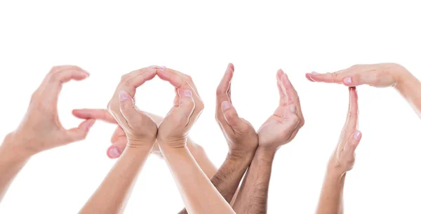 Muitas Mãos Formam Palavra Gota — Fotografia de Stock