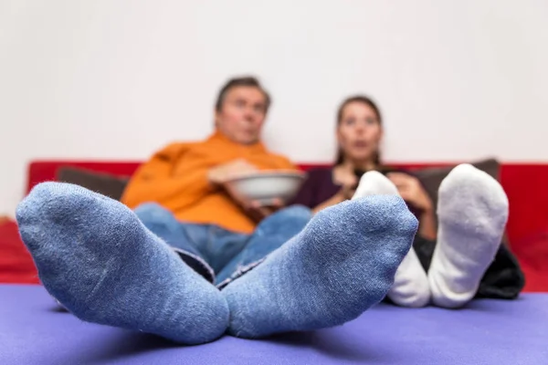 Father Daughter Together Enjoys Movie — Stock Photo, Image
