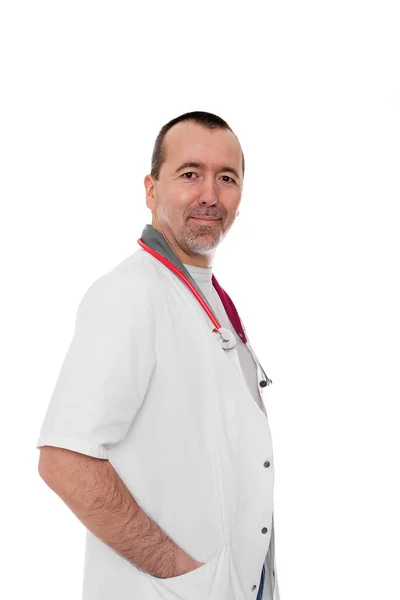 Portrait Male Doctor Isolated White — Stock Photo, Image