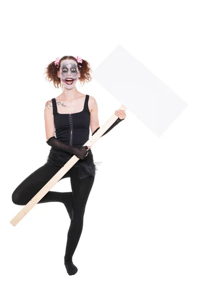 Insane Female Ballet Dancer Clown Empty Sign — Stock Photo, Image