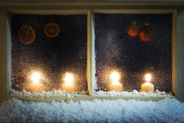 Romantic Christmas Decoration Window — Stock Photo, Image