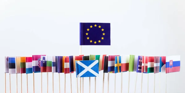 Flags European Union Members Big Banner Scotish Flag Concept Brexit — Stock Photo, Image