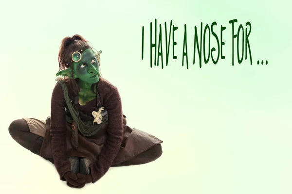 Green Goblin Text Have Nose English Phrase — стоковое фото