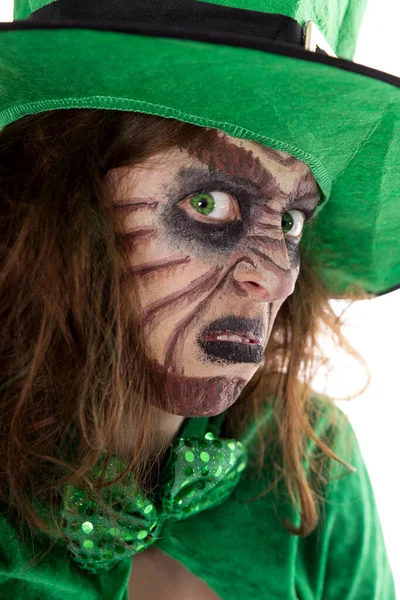 Retrato Una Niña Duende Irlandesa Concepto Día San Patricio Irlanda — Foto de Stock