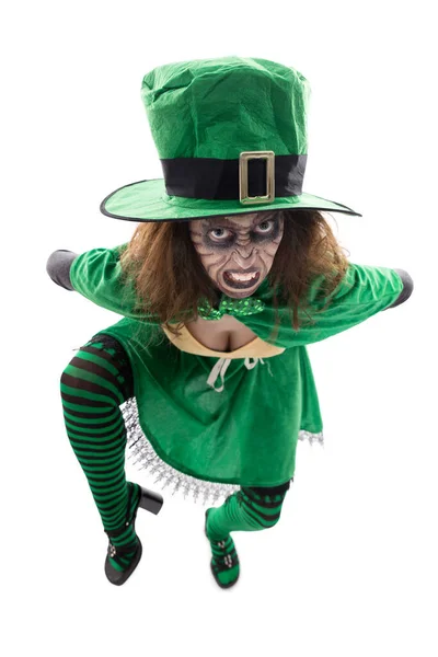 Madly Leprechaun Isolated White Concept Patricks Day Halloween — Stock Photo, Image